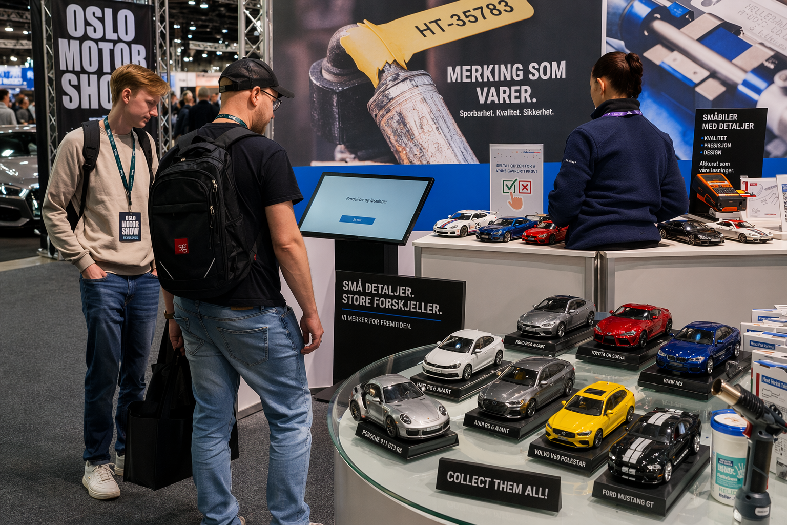 Skjerm som tiltrekker flere til standen på Oslo Motor Show