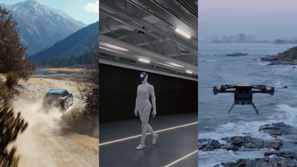 Tredelt collage av unike Land Aircraft Carrier
